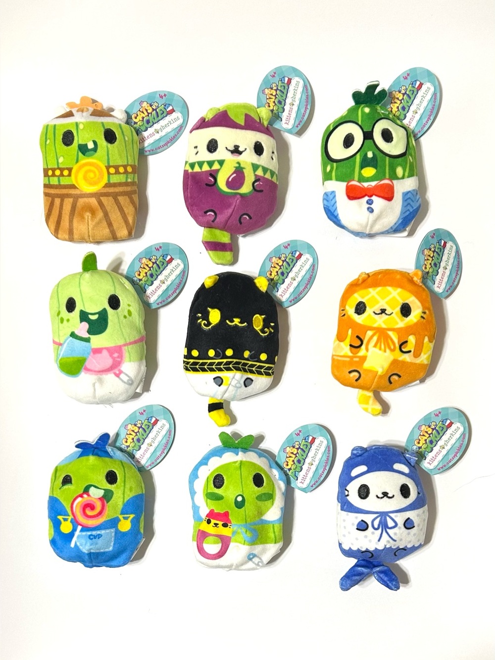 9 Kittens vs Gherkins / Baby Cats vs Kittens 3” Bean Bag Plushies KvG CvP